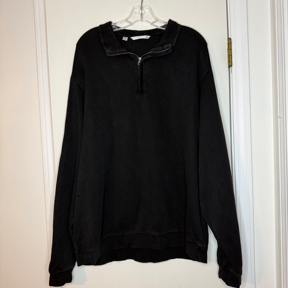 Cutter & Buck Mens XL Black Long Sleeve 1/4 Zip Pullover Sweatshirt